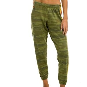 Aviator Nation Camouflage kids Joggers size 14 with rainbow Stripe